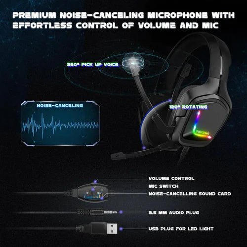 ONIKUMA K20 Wired Gaming Headset with Microphone & RGB Light - Clear Audio & Comfortable Design - Saif Al Najmi KwGamingONIKUMASaif Al Najmi KwBlackONIKUMA K20 Wired Gaming Headset with Microphone & RGB Light - Clear Audio & Comfortable Design - Saif Al Najmi Kw