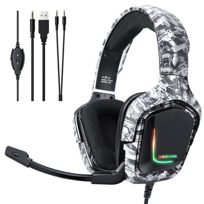 ONIKUMA K20 Wired Gaming Headset with Microphone & RGB Light - Clear Audio & Comfortable Design - Saif Al Najmi KwGamingONIKUMASaif Al Najmi KwCamouflageONIKUMA K20 Wired Gaming Headset with Microphone & RGB Light - Clear Audio & Comfortable Design - Saif Al Najmi Kw