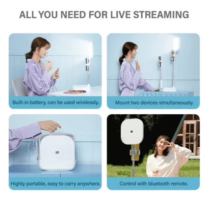 Onsmo FL - 2X Dual Phone Foldable Tripod Box – Flat Lay Mobile Holder with LED Light & Wireless Remote - Saif Al Najmi KwLED LightOnsmoSaif Al Najmi KwOnsmo FL - 2X Dual Phone Foldable Tripod Box – Flat Lay Mobile Holder with LED Light & Wireless Remote