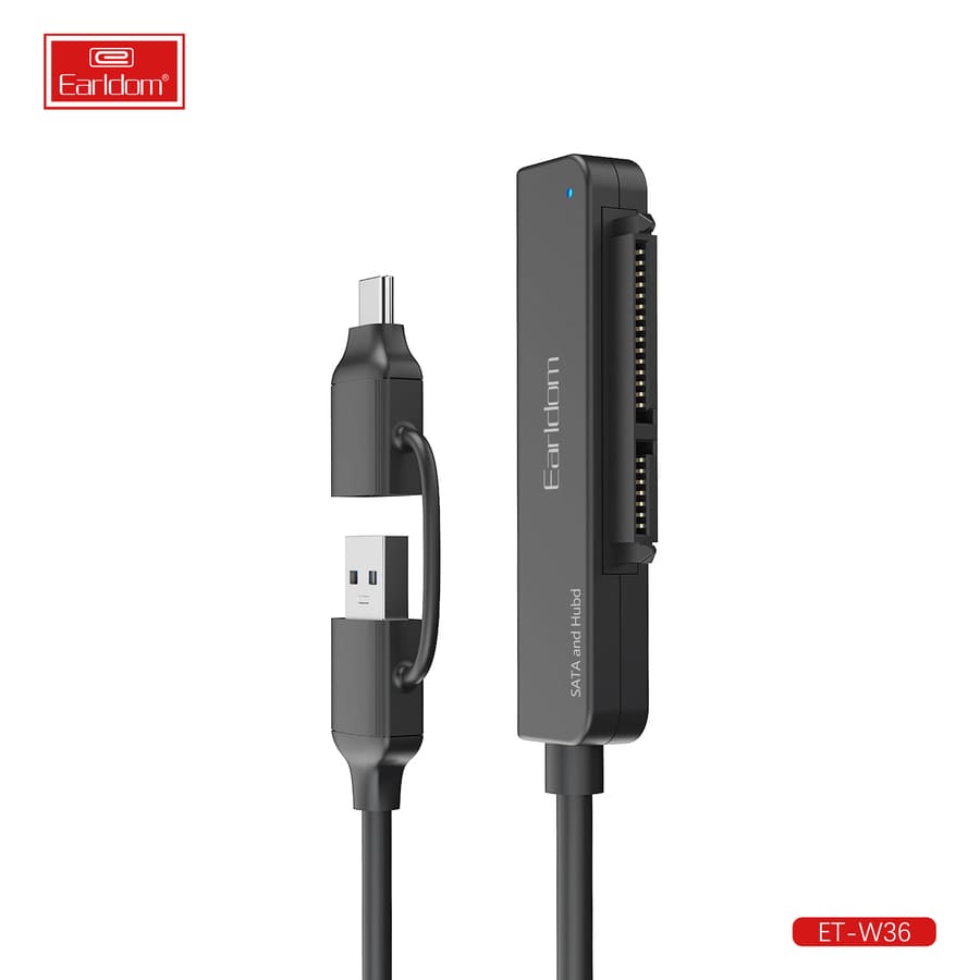 Earldom ET-W36 2-in-1 USB-C/USB to SATA Adapter for HDD/SSD - Saif Al Najmi Kw