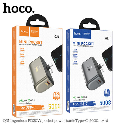 HOCO Q31 Ingenious PD20W 5000mAh Pocket Power Bank (Type-C) - Fast Charging & Portable - Saif Al Najmi Kw
