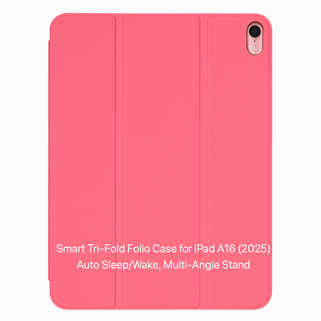 Smart Tri-Fold Folio Case for iPad 10 A16 (2025) – Auto Sleep/Wake, Multi-Angle Stand with pen slot