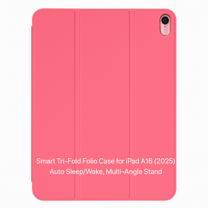 Smart Tri-Fold Folio Case for iPad 10 A16 (2025) – Auto Sleep/Wake, Multi-Angle Stand with pen slot