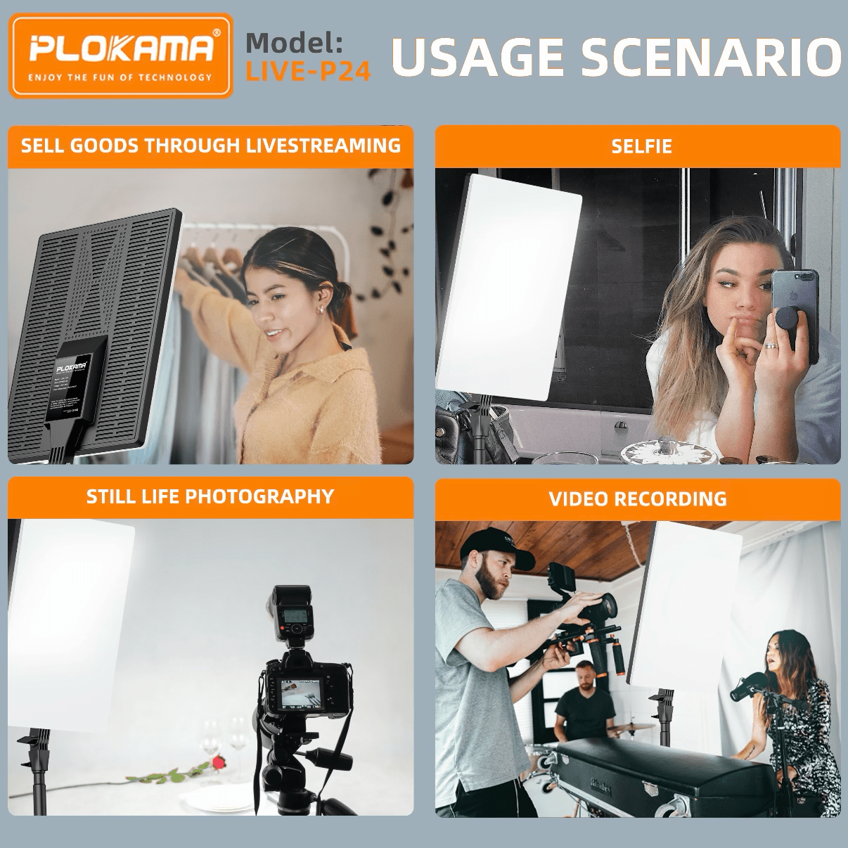 PLOKAMA LIVE - P24 LED Fill Light Panel with Remote Studio Light - Saif Al Najmi KwLED LightPLOKAMASaif Al Najmi KwPLOKAMA LIVE - P24 LED Fill Light Panel with Remote Studio Light