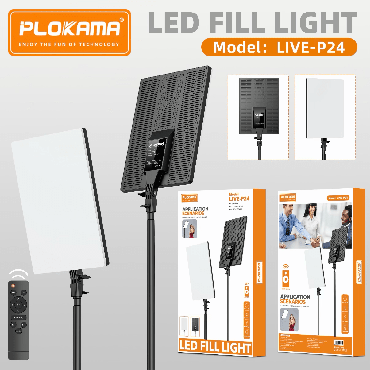 PLOKAMA LIVE - P24 LED Fill Light Panel with Remote Studio Light - Saif Al Najmi KwLED LightPLOKAMASaif Al Najmi KwPLOKAMA LIVE - P24 LED Fill Light Panel with Remote Studio Light
