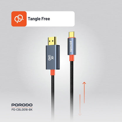 Porodo 2M Woven Cable Type - C to HDMI - Black - Saif Al Najmi KwCables & AdaptersPorodoSaif Al Najmi KwPorodo 2M Woven Cable Type - C to HDMI - Black