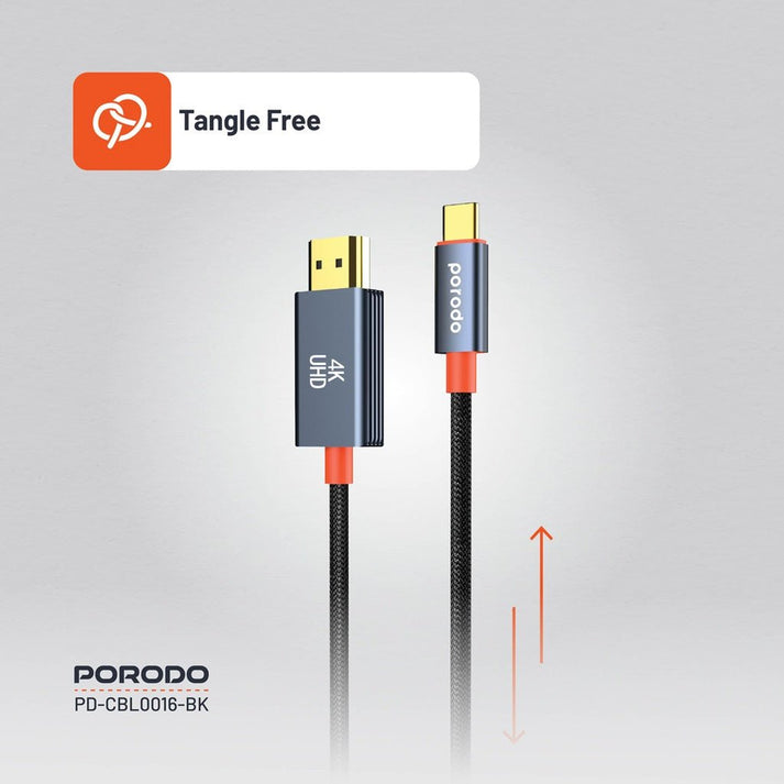 Porodo 2M Woven Cable Type - C to HDMI - Black - Saif Al Najmi KwCables & AdaptersPorodoSaif Al Najmi KwPorodo 2M Woven Cable Type - C to HDMI - Black