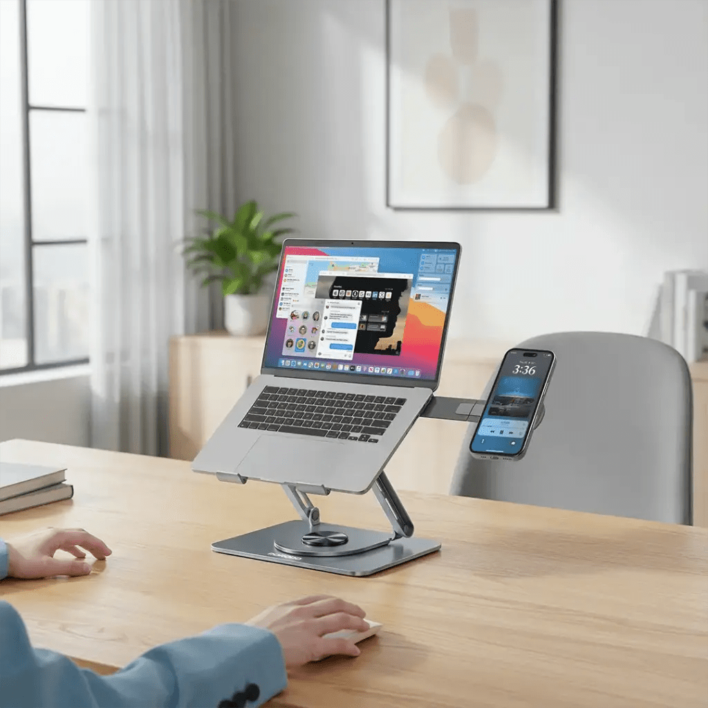 Porodo 360° Foldable Laptop Stand with MagSafe Holder Gray - Saif Al Najmi Kwlaptop standPorodoSaif Al Najmi KwPorodo 360° Foldable Laptop Stand with MagSafe Holder Gray
