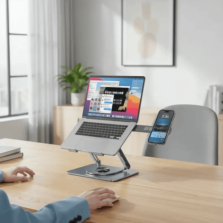 Porodo 360° Foldable Laptop Stand with MagSafe Holder Gray - Saif Al Najmi Kwlaptop standPorodoSaif Al Najmi KwPorodo 360° Foldable Laptop Stand with MagSafe Holder Gray