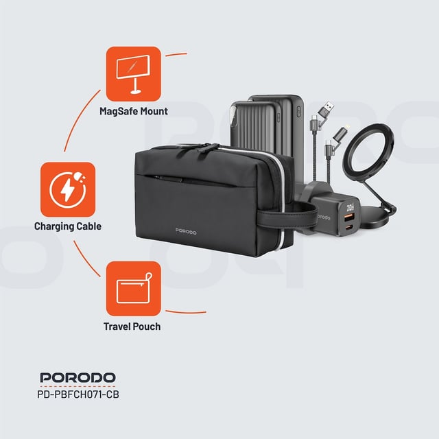 Porodo 5 - In - 1 Travel Combo Kit Power Banks Charger MagSafe Holder - Saif Al Najmi KwCombo Kit Power BankPorodoSaif Al Najmi KwPorodo 5 - In - 1 Travel Combo Kit Power Banks Charger MagSafe Holder