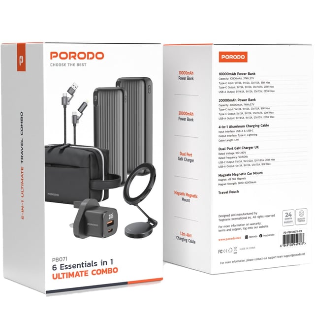 Porodo 5 - In - 1 Travel Combo Kit Power Banks Charger MagSafe Holder - Saif Al Najmi KwCombo Kit Power BankPorodoSaif Al Najmi KwPorodo 5 - In - 1 Travel Combo Kit Power Banks Charger MagSafe Holder