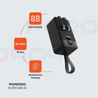 Porodo 50000mAh Power Bank Integrated Cables - Black - Saif Al Najmi KwPower BankPorodoSaif Al Najmi KwPorodo 50000mAh Power Bank Integrated Cables - Black
