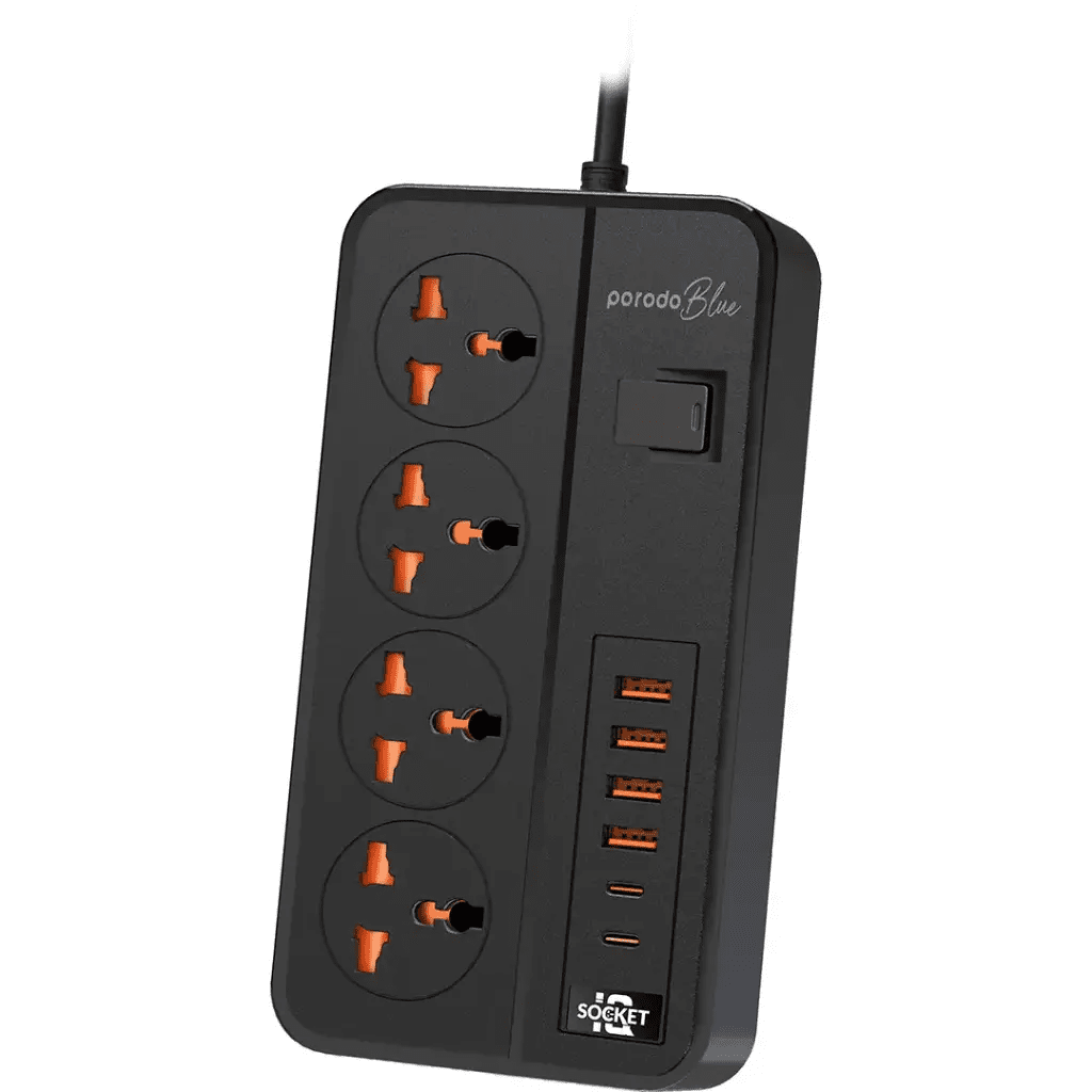Porodo Blue 4 AC Power Strip Multi Socket Extension - Saif Al Najmi KwExtension Power SocketPorodoSaif Al Najmi KwPorodo Blue 4 AC Power Strip Multi Socket Extension