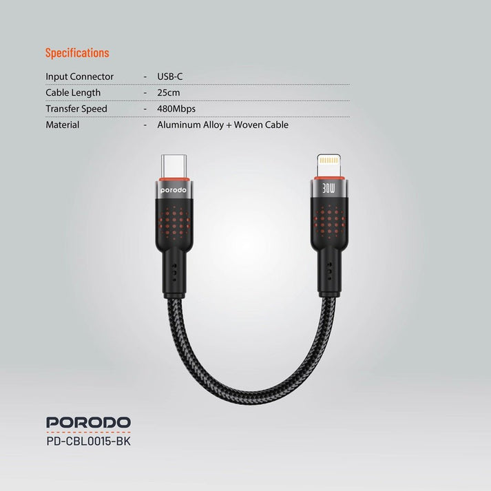 Porodo Braided USB - C to Lightning Fast Charging Cable - Saif Al Najmi KwData CablesPorodoSaif Al Najmi KwPorodo Braided USB - C to Lightning Fast Charging Cable