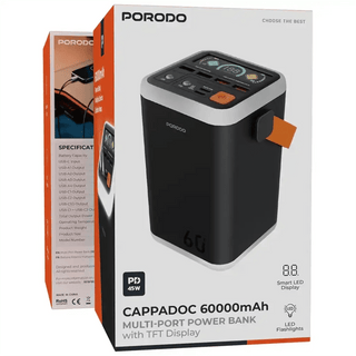 Porodo Cappadoc 60000mAh Multi - Port Power Bank with TFT Display - Saif Al Najmi KwPower BankPorodoSaif Al Najmi KwPorodo Cappadoc 60000mAh Multi - Port Power Bank with TFT Display