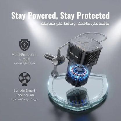 Porodo DriveStation 200W Car Power Inverter Voltage Display - Saif Al Najmi KwCar ChargersPorodoSaif Al Najmi KwPorodo DriveStation 200W Car Power Inverter Voltage Display