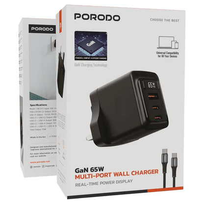 Porodo GaN 65W Multi - Port Wall Charger - Saif Al Najmi KwWall ChargerPorodoSaif Al Najmi KwPorodo GaN 65W Multi - Port Wall Charger