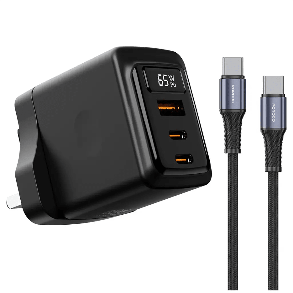 Porodo GaN 65W Multi - Port Wall Charger - Saif Al Najmi KwWall ChargerPorodoSaif Al Najmi KwPorodo GaN 65W Multi - Port Wall Charger