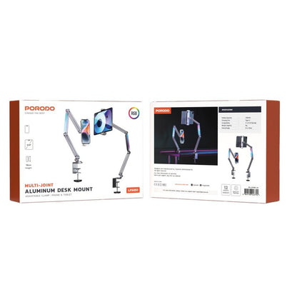Porodo Multi Joint Aluminum Desk Mount RGB Phone Tablet Holder - Saif Al Najmi Kwlaptop standPorodoSaif Al Najmi KwPorodo Multi Joint Aluminum Desk Mount RGB Phone Tablet Holder