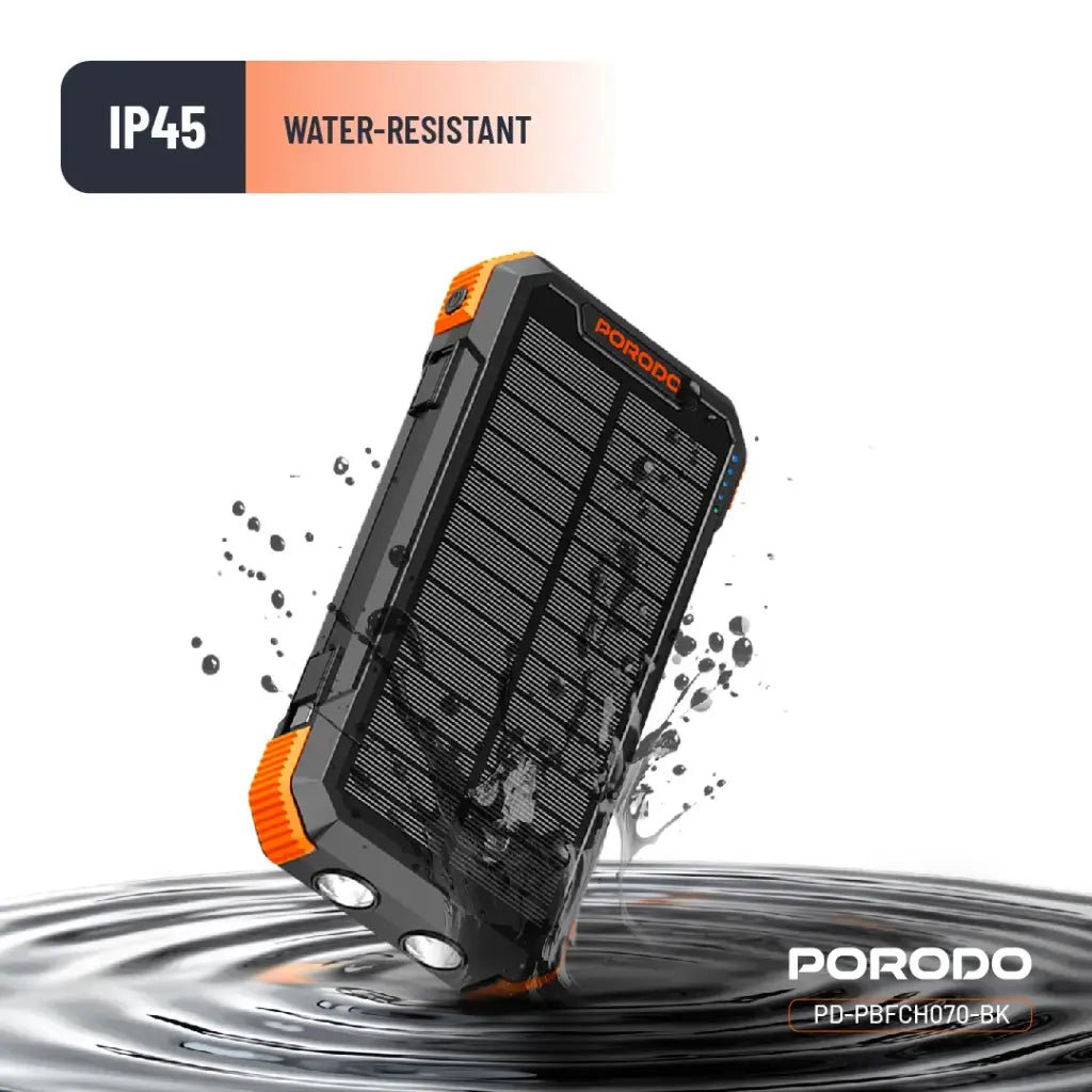 Porodo Power Bank 20000mAh 4 - Panel Solar - Black - Saif Al Najmi KwSolar Power BankPorodoSaif Al Najmi KwPorodo Power Bank 20000mAh 4 - Panel Solar - Black