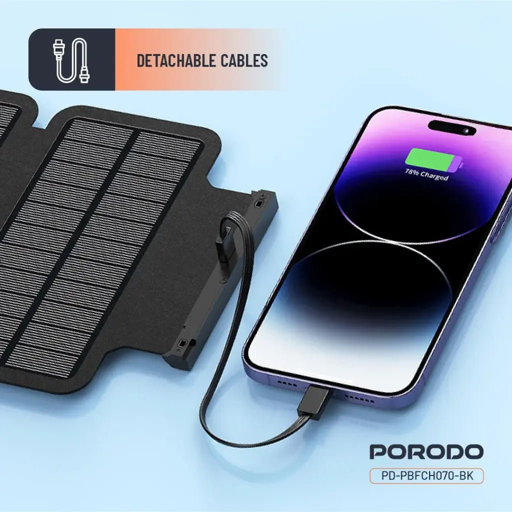 Porodo Power Bank 20000mAh 4 - Panel Solar - Black - Saif Al Najmi KwSolar Power BankPorodoSaif Al Najmi KwPorodo Power Bank 20000mAh 4 - Panel Solar - Black