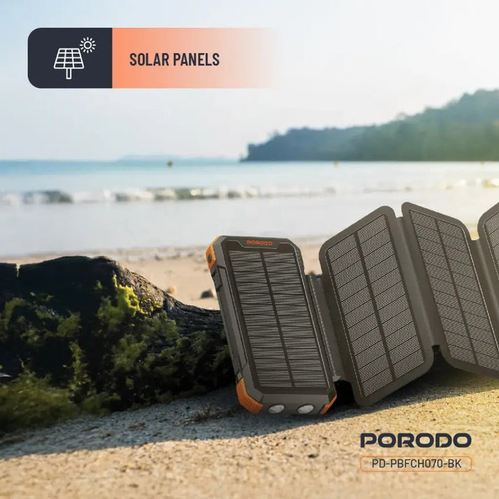 Porodo Power Bank 20000mAh 4 - Panel Solar - Black - Saif Al Najmi KwSolar Power BankPorodoSaif Al Najmi KwPorodo Power Bank 20000mAh 4 - Panel Solar - Black