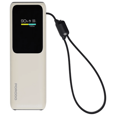 Porodo Smart Display 20000mAh Power Bank Built In Type C Beige - Saif Al Najmi KwPower BanksPorodoSaif Al Najmi KwPorodo Smart Display 20000mAh Power Bank Built In Type C Beige