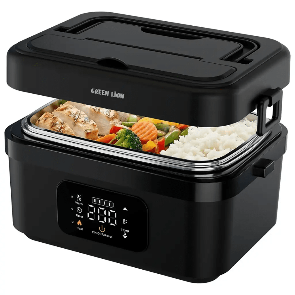 Portable Electric Lunch Box 2 - in - 1 Battery Heated Green Lion - Black - Saif Al Najmi KwLunch BoxGreen LionSaif Al Najmi KwPortable Electric Lunch Box 2 - in - 1 Battery Heated Green Lion - Black