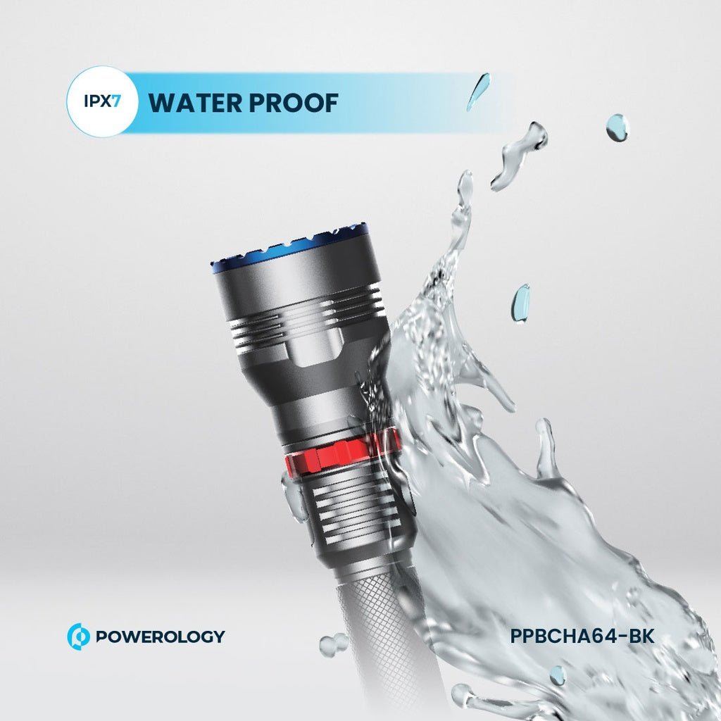 Powerology 4000mAh Waterproof LED Flashlight - Black - Saif Al Najmi KwFlashlightPowerologySaif Al Najmi KwPowerology 4000mAh Waterproof LED Flashlight - Black