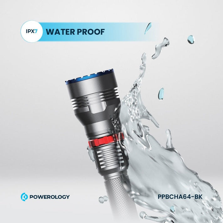 Powerology 4000mAh Waterproof LED Flashlight - Black - Saif Al Najmi KwFlashlightPowerologySaif Al Najmi KwPowerology 4000mAh Waterproof LED Flashlight - Black
