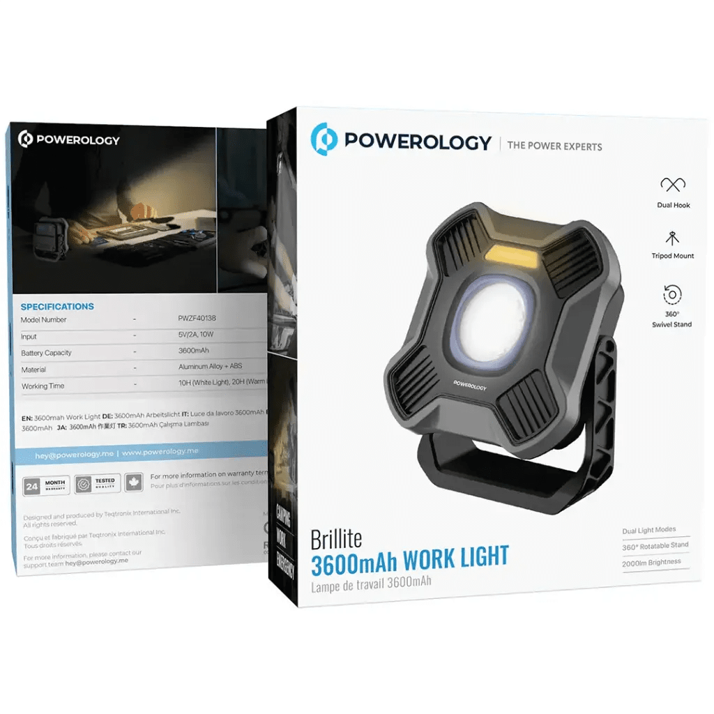 Powerology Brillite 3600mAh Work Light - Black - Saif Al Najmi KwWork LightPowerologySaif Al Najmi KwPowerology Brillite 3600mAh Work Light - Black