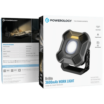 Powerology Brillite 3600mAh Work Light - Black - Saif Al Najmi KwWork LightPowerologySaif Al Najmi KwPowerology Brillite 3600mAh Work Light - Black
