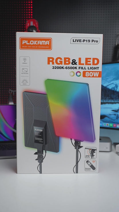PLOKAMA LIVE P19 Pro 80W RGB LED Fill Light Studio Panel