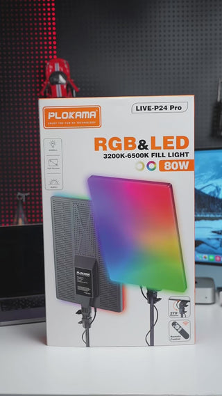 PLOKAMA LIVE-P24 Pro 80W RGB LED Fill Light Panel with Remote