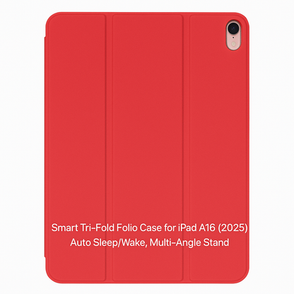 Smart Tri-Fold Folio Case for iPad 10 A16 (2025) – Auto Sleep/Wake, Multi-Angle Stand with pen slot