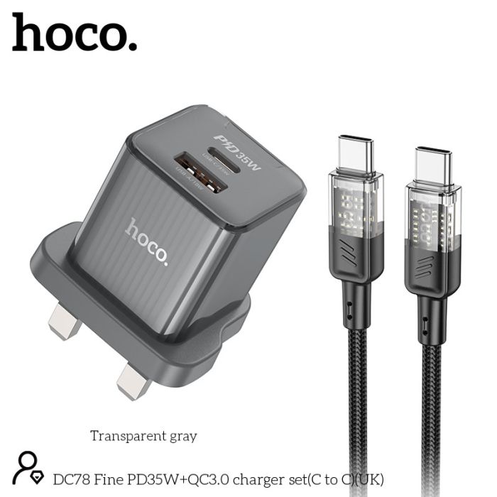 Hoco Wall Charger Dual Port PD35W+QC3.0 with Charging Cable Type-C to Type-C by Hoco- dc78