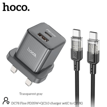 Hoco Wall Charger Dual Port PD35W+QC3.0 with Charging Cable Type-C to Type-C by Hoco- dc78