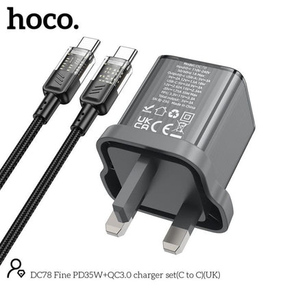 Hoco Wall Charger Dual Port PD35W+QC3.0 with Charging Cable Type-C to Type-C by Hoco- dc78
