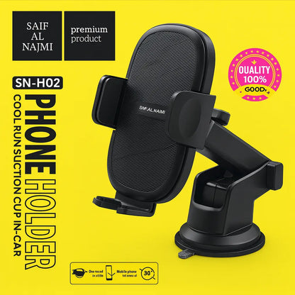 Saif Al Najmi SN-H02 Premium Car Phone Holder – 360° Adjustable Suction Mount
