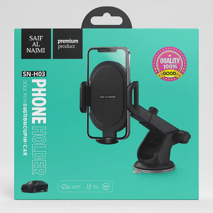 Saif Al Najmi SN-H03 Premium Car Phone Holder – 360° Adjustable Suction Cup Mount