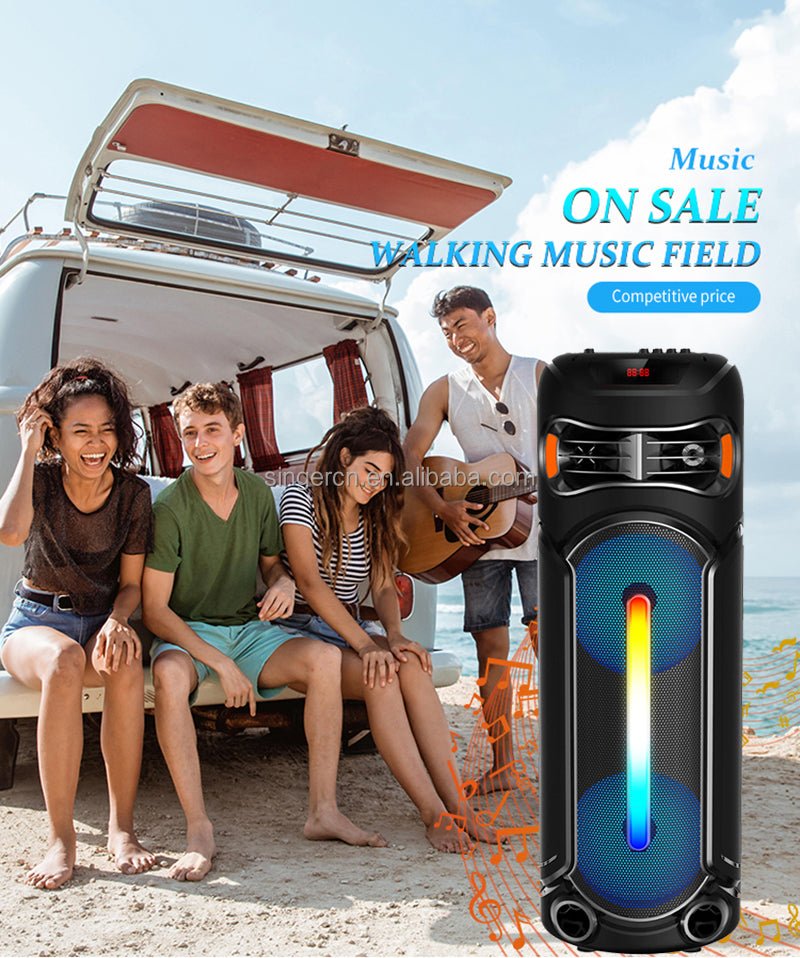 Sing - E ZQS8267 Professional Outdoor Party Speaker – Dual 8” Subwoofer, Bluetooth, RGB Light, Mic Support - Saif Al Najmi KwWireless SpeakersSING - ESaif Al Najmi KwSing - E ZQS8267 Professional Outdoor Party Speaker – Dual 8” Subwoofer, Bluetooth, RGB Light, Mic Support