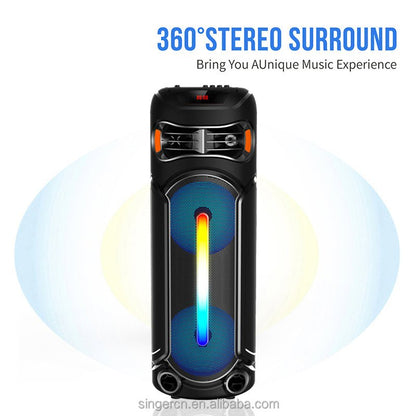 Sing - E ZQS8267 Professional Outdoor Party Speaker – Dual 8” Subwoofer, Bluetooth, RGB Light, Mic Support - Saif Al Najmi KwWireless SpeakersSING - ESaif Al Najmi KwSing - E ZQS8267 Professional Outdoor Party Speaker – Dual 8” Subwoofer, Bluetooth, RGB Light, Mic Support