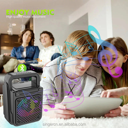 ZQS1372 LED Outdoor Wireless Portable Speaker – Colorful Light, Bass Woofer, FM Radio, TWS Stereo
