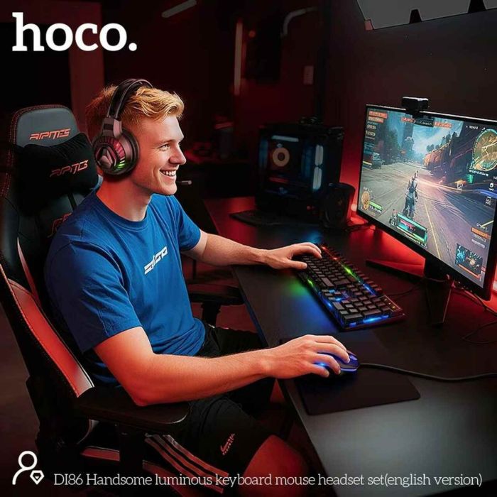 Hoco DI86 Handsome Luminous Gaming Combo – 4-in-1 Set (Keyboard, Mouse, Mouse Pad & Headset)