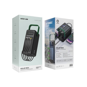 Solar 80,000mAh Power Bank Green Lion Solar Max Fast Charging - Black - Saif Al Najmi KwPower BanksGreen LionSaif Al Najmi KwSolar 80,000mAh Power Bank Green Lion Solar Max Fast Charging - Black