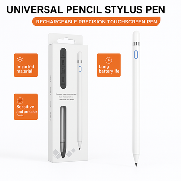 Universal Pencil Stylus Pen – Rechargeable Precision Touchscreen Pen for iPad, Samsung & All Devices (Black/White)