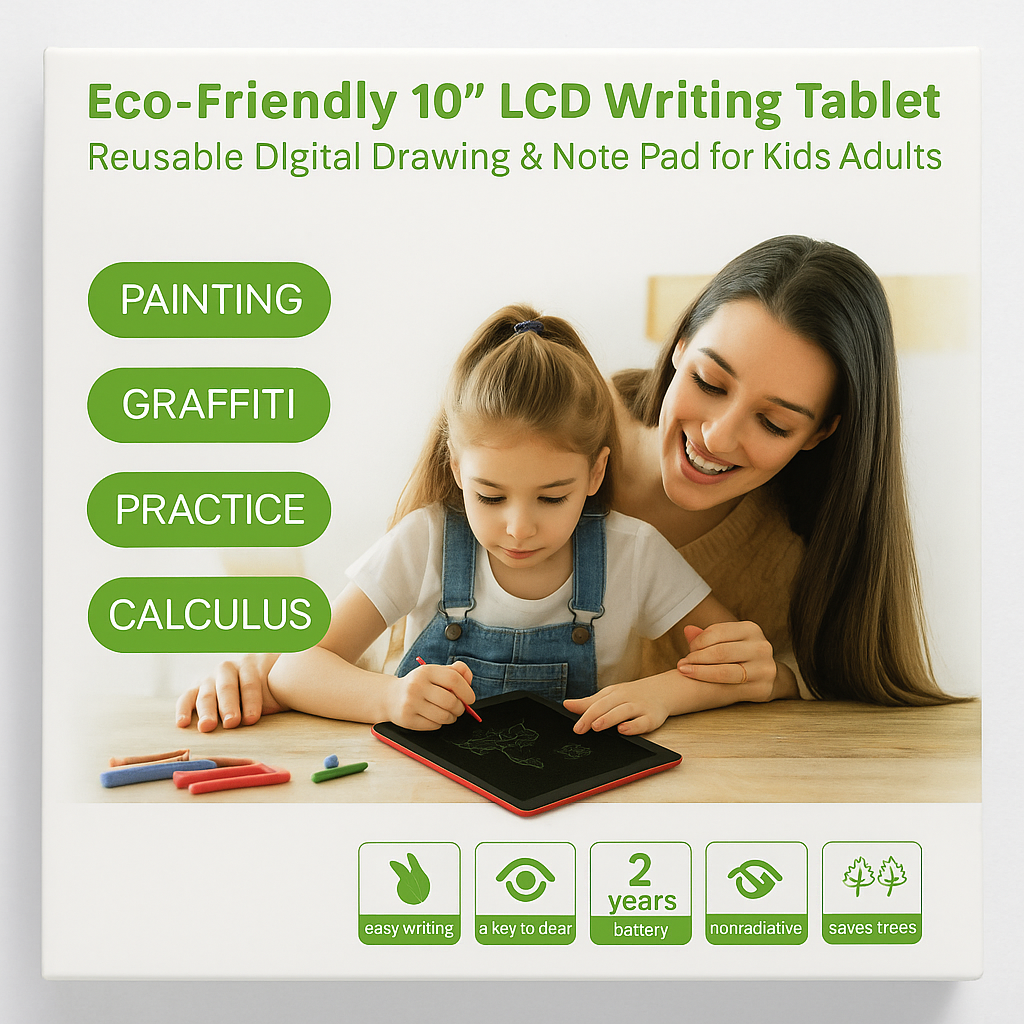 Eco-Friendly 10” LCD Writing Tablet – Reusable Digital Drawing & Note Pad for Kids & Adults