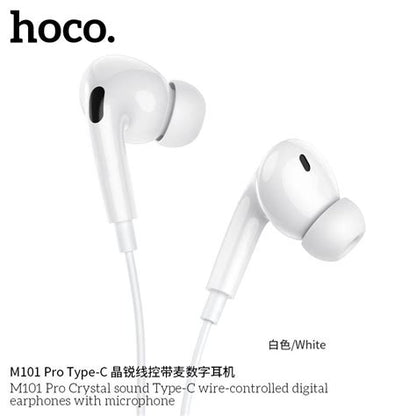 M101 Pro Crystal sound Type-C wire-controlled digital earphones with microphone - white - Saif Al Najmi Kw