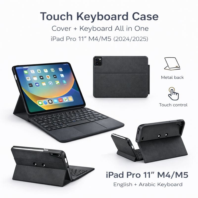 Touch Keyboard Case for iPad Pro 11″ M4/M5 (2024/2025) – English & Arabic - Saif Al Najmi KwIPAD COVERSSaif Al Najmi KwSaif Al Najmi KwTouch Keyboard Case for iPad Pro 11″ M4/M5 (2024/2025) – English & Arabic