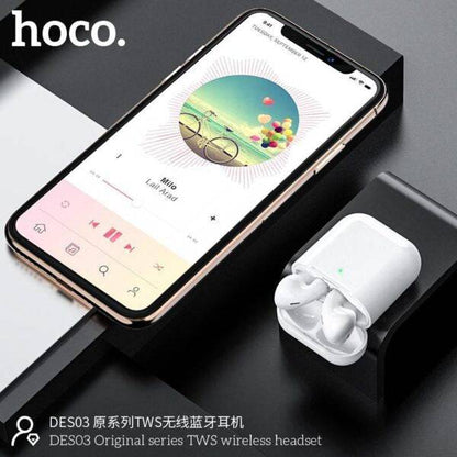 Hoco DES03 Bluetooth Headset Earbuds - white - Saif Al Najmi Kw